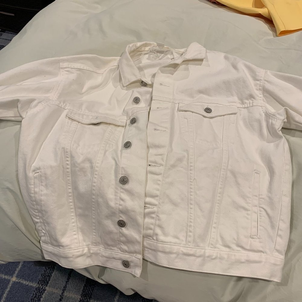 Oversized White Denim Jacket